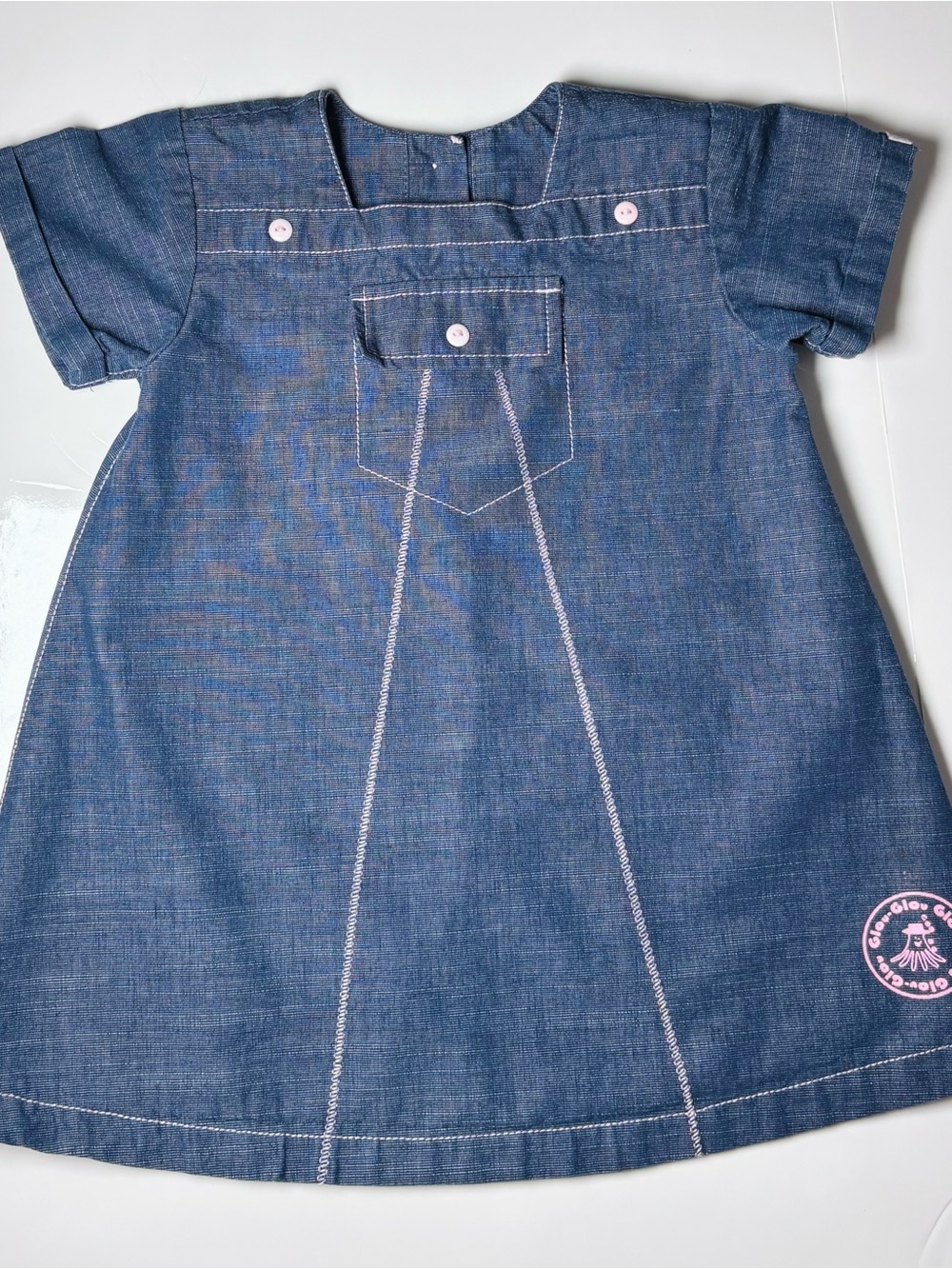 Vintage Roméo & Juliette Made in Canada Denim A-Line Dress Pink Accents 2T-3T